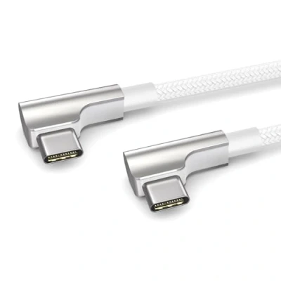 Immagine di PAXO cavo di ricarica da 0,2 m, 3A, USB C a C, 2.0, elegante spina angolata, guaina in tessuto particolarmente flessibile bianco