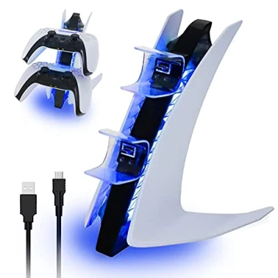Immagine di NexiGo Edizione Speciale del Caricatore Controller PS5 DualSense, Doppia Stazione di Ricarica Rapida Wireless con Due Porte USB C
