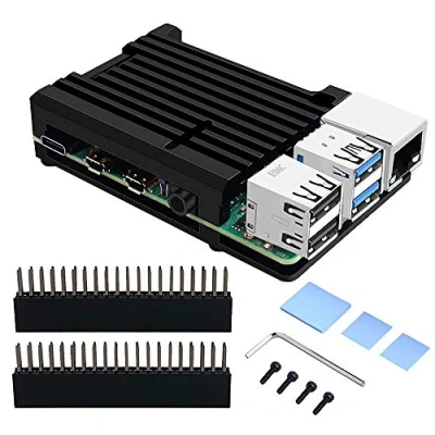 Immagine di GeeekPi Raspberry Pi 4 Case per CNC Armor con raffreddamento passivo/dissipatore di calore 4B (Nero)