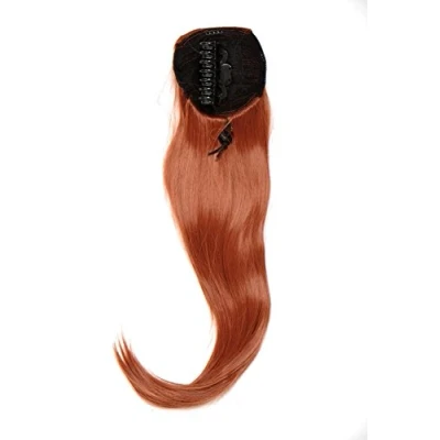 Immagine di WIG ME UP Toupet/Coda di Cavallo Voluminosi Lisci, Mini ganci a Farfalla, Fermacapelli Pettine e sezione Elastica circa 60 cm Rosso ramato WK06 350