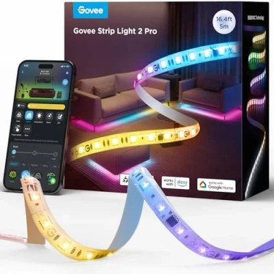 Immagine di Govee RGBIC Striscia LED 2 Pro con Matter, 5m Intelligente Sincronizzazione Musicale, Controllo App, Cambio Colore, Funziona Alexa e Google Assistant