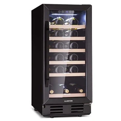 Immagine di KLARSTEIN Cantinetta Vino Refrigerata a Zona Singola per Interno/Esterni, Frigo Bar, Cantina con Vetrina, Mini Protezione UV, Frigorifero Piccolo Touch Control, 5 18C 31 Bottiglie
