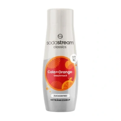Immagine di SodaStream Sciroppo Cola + Arancia senza Zucchero, 1 x Bottiglia per 9 Litri di Bevanda Pronta, Preparato in pochi secondi e Sempre Fresco, 440 ml