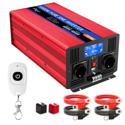 Immagine di ETREPOW Inverter 4000w 12v 220v Onda Sinusoidale Pura Trasformatore con 2 Prese EU e una USB, Telecomando Senza Fili Display LCD Picco 8000W