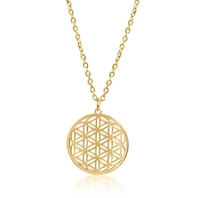 Immagine di Nuoli® Collana da donna con fiore della vita (regolabile 45 + 5 cm), ciondolo a forma di vita, per donne e ragazze, Acciaio inossidabile