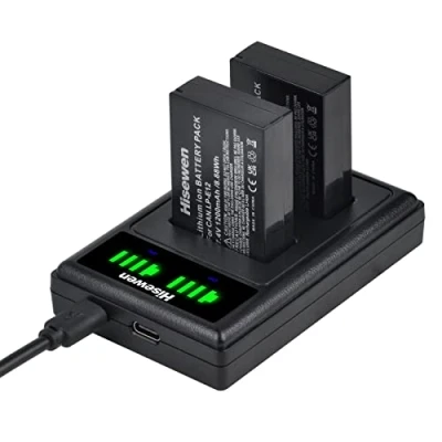 Immagine di Hisewen LP E12 Batteria Dual USB per Canon EOS M, M2, M10, M50, M50 Mark II, M100, M200, Rebel SL1, Powershot SX70 HS Digital Camera
