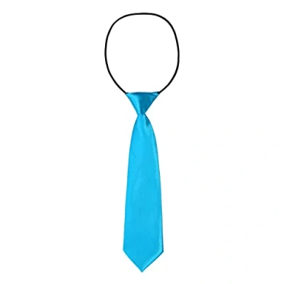 Immagine di DonDon Cravatta da bambino ragazzo effetto seta lucida 7,0 cm di larghezza con elastico azzurro