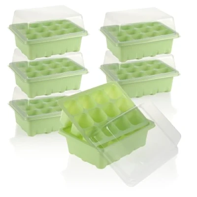 Immagine di com four® 6X Set di Coltivazione per la Piccole Piante Fiori, Frutta e Verdura (6 Serra Interna Verde)