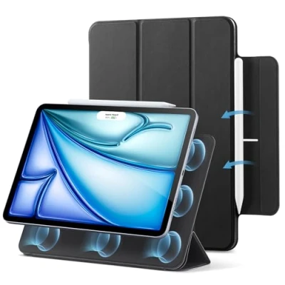 Immagine di ESR Cover per iPad Air 11&quot; M2 2024, 6/5/4 Generazione (2022/2020), Custodia Magnetica con Supporto Trifold, Aggancio Magnetico, Pencil Pro/USB C, Auto Attivazione/Standby, Nero