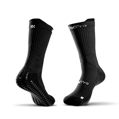 Immagine di SOXPro Fast Break: Basketball Socks for Men Athletic GRIP Designed by Amar Alibegović Anti Slip Pads Compressive Fabric IN Tech Ideal Sport Players Black, L