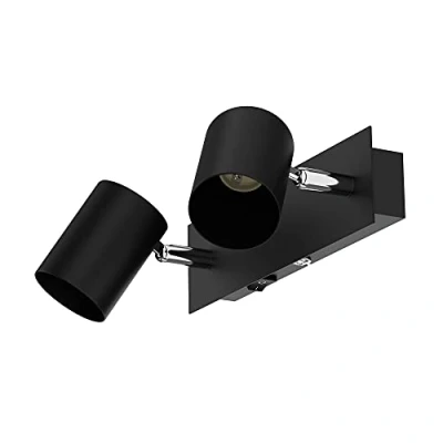 Immagine di ledscom.de lampada da parete WAIKA, a 2 fiamme, interruttore, nero opaco, angolare, 2x GU10 max. 60W, applique, parete, faretto luce lettura, letto,