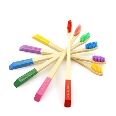Immagine di Spazzolino Bamboo, Setole in Moderata Morbidezza, Impugnatura Dal Design Antimuffa Unico (6 Colori)…