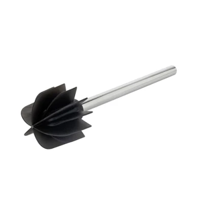 Immagine di WENKO Scopino WC di ricambio con testa a lamelle in silicone, spazzola nera silicone lunga durata speciale effetto antiaderente e manico acciaio inossidabile, Ø 7,5 x 35,5 cm