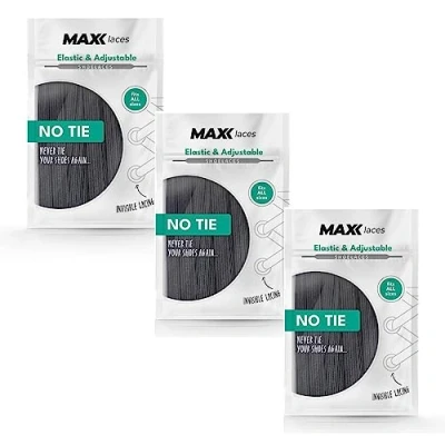 Immagine di MAXX laces Lacci elastici senza legatura gomma, flessibile, piatto, comodo, facile Comfort elegante e tenuta salda per scarpe lacci, ideali da ginnastica, corsa,