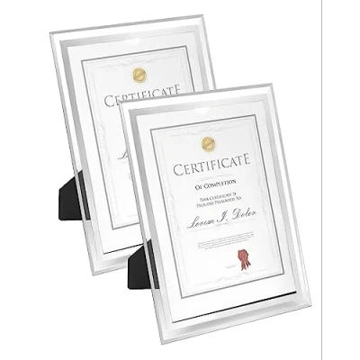 Immagine di QWORK® 2pzi A4 Cornici Quadri in Vetro, Cornice Trasparente per Foto Certificati, Display da Tavolo o Parete (21 x 29.7 cm)