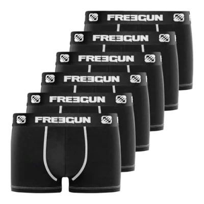 Immagine di FREEGUN Boxer Uomo Cotone, ultra morbido e elasticizzato, set di 6, Nero, Taglie XL