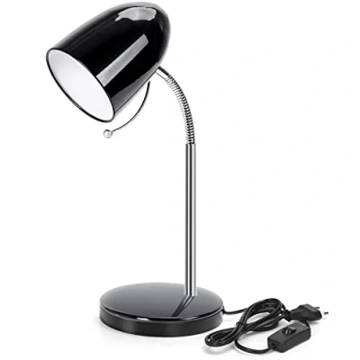 Immagine di Aigostar Lampada da Scrivania Vintage Nero, Tavolo Led in Compatibile con Lampadine a Modello E27,Lampadina non inclusa,Max.11W,Con Metallo Braccio Regolabile, Adatto alla Lettura,Lavoro