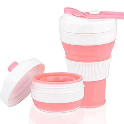 Immagine di AniSqui Tazza da Viaggia a prova di perdite, [Bocca con filetto] (450ml 16oz, BPA gratuito Silicone caffè Ripiegabile Pieghevole), Portatile Riutilizzabile
