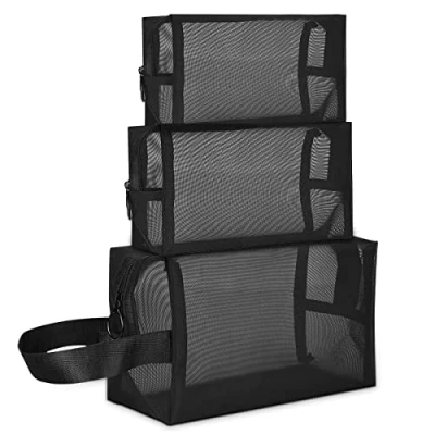 Immagine di Borsa per Trucco in Rete,Pochette Trucchi,Porta Trucchi da Viaggio 3 Pezzi Trousse Trasparente con Cerniera,Borse Cosmetiche Portatile,Astuccio