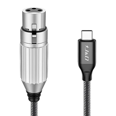 Immagine di J&amp;D Cavo Audio Microfonico da USB C a XLR, Intrecciato XLR Femmina per Registrazione Audio, Microfono Dinamico, Compatibile con iPhone 15/15 Plus/15 Pro/15 Pro Max, 2 m