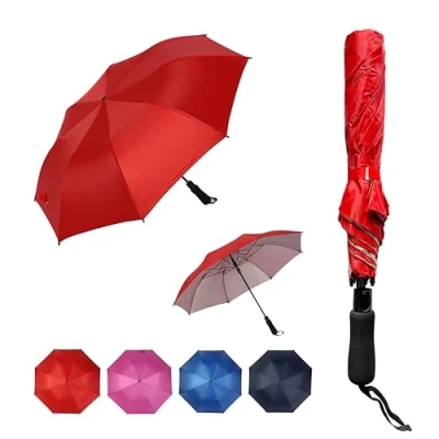 Immagine di Ombrello pieghevole antivento, diametro 98cm, diversi colori, da uomo e donna, portatile, apertura automatica (Rosa)