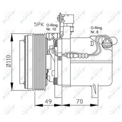 Immagine di NRF 32490 compressore Aria Condizionata SS96D1 12 PAG 100 R 134a con olio BMW: 3 Sedan, Z3 Roadster, Cabrio