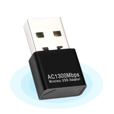 Immagine di USB WiFi Dongle 1300Mbps,Adattatore 802.11 AC Dual Band 5GHz/2.4GHz veloce 3.0 alto guadagno 5dBi con doppia antenna adattatore di rete per PC Desktop Laptop Supporta Windows Mac e Linux