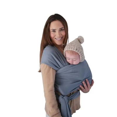 Immagine di Mushie Marsupi a Fascia Cotone Organico Porta Bebe Sleepy Wrap Accessori per bambini Sicuri e di Alta Qualità Consigliato da 3,6 14,9 kg Tradewinds