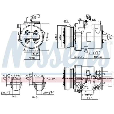 Immagine di NISSENS 890624 Compressore Aria Condizionata MSC90CAS 12 PAG 46 R 134a