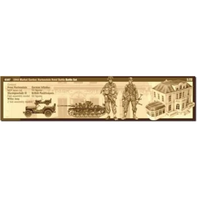 Immagine di ITALERI 6107 Hartenstein Hotel 1944 Market/Garden Battle set, Modello in Plastica da Assemblare. Scala 1:72 (Skill 2)