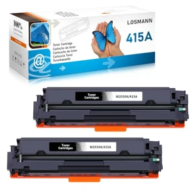 Immagine di LOSMANN 415A con chip toner compatibile per HP 415X W2030A W2030X di ricambio Color Laserjet Pro MFP M479fdw M479fnw M479fdn M479dw M454dn M454dw M479 M454 (confezione da 2, Nero)