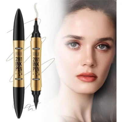 Immagine di SHUOHONG Matita Sopracciglia, Eyeliner 2 in 1 Tinta Sopracciglia Make Up, Waterproof, Penna per Microblading 3d Impermeabile Sopracciglia(Marrone Scuro)