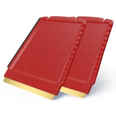 Immagine di L&amp;P A052 Raschietto per ghiaccio [ 2 pezzi ] Murska Ottone piccolo molto efficiente auto rapidamente gratta raschiaghiaccio spatola (colore rosso)