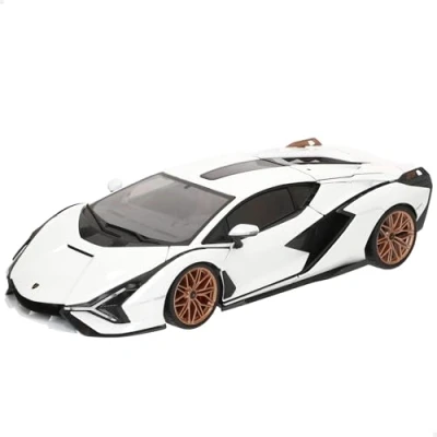 Immagine di Bburago Lamborghini Sian FKP 37: modellino auto in scala 1:18, porte, bagagliaio e cofano mobile, bianco nero (18 11046W)