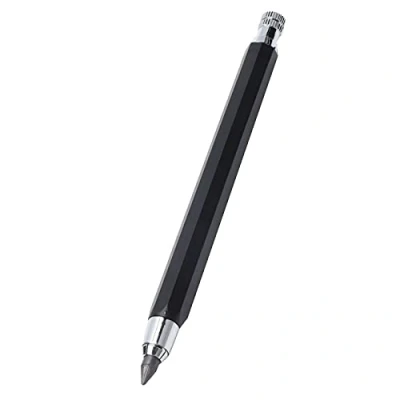 Immagine di Pssopp Matite Meccaniche 5,6 Mm Ricarica Nera in Acciaio Inossidabile Matita Automatica per Bozze Disegno Scrittura Crafting Art Sketching Portamine