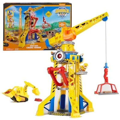 Immagine di Rubble &amp; Crew, Torre del Cantiere Generale, Set di Gioco con Personaggio Rubble, luci e Suoni, Bulldozer Giocattolo Sabbia Inclusi, Giocattoli per Bambini Bambine dai 3 Anni in su