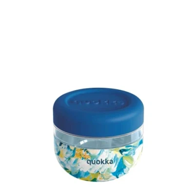 Immagine di Quokka BUBBLE BLUE PEONIES CONTENITORE PER CIBO IN MS CON COPERTURA SILICONE 500 ML