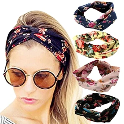 Immagine di DRESHOW 4 Pezzi Fasce per Capelli Donna Elastica Turbante Fascia Cerchietti Annodato Accessori