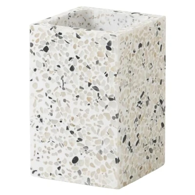 Immagine di GEDY Porta Spazzolino Zoe, Bicchiere in Resina e Pietra, Colore Bianco, 11,3x7,4x7,4cm