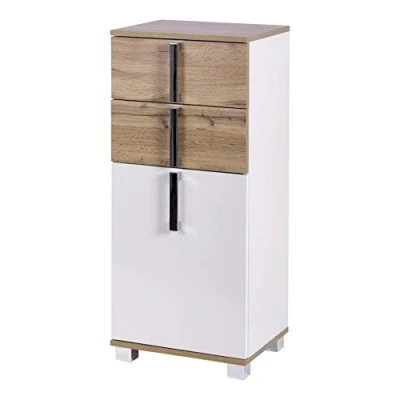 Immagine di Schildmeyer Armadio Laterale, Decoro Country Bianco Lucido/Rovere, 40,3/32,0/94,8 cm