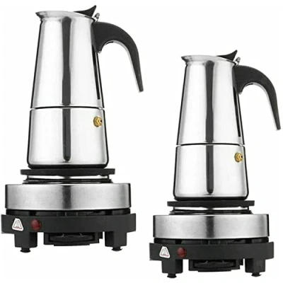 Immagine di SanBouSi Caffettiera elettrica per caffè espresso in acciaio inox, 200 300 ml (6 tazze, ml)