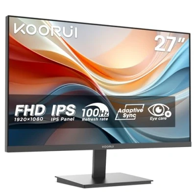 Immagine di KOORUI E2711F Monitor PC 27 pollici, Full HD IPS 100HZ, 5ms, 1920x1080, Schermo HDMI1.4 e VGA, VESA 100x100 mm, Adaptive Sync, Inclinazione Regolabile, Pannello ultra Sottile