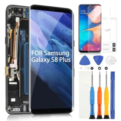 Immagine di AMOLED Schermo per Samsung Galaxy S8 Plus LCD Display, S8+ SM G955 Touchscreen Digitazer Assembly Sostituzione con Riparazione Kit (Nero with Cornice)