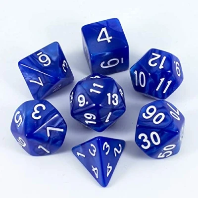 Immagine di Dadi Poliedrici,7 pcs Poliedrici da Gioco, Layered Polyhedral D&amp;D Dice, per Dungeons and Dragons DND RPG Giochi tavolo MTG (Blu)