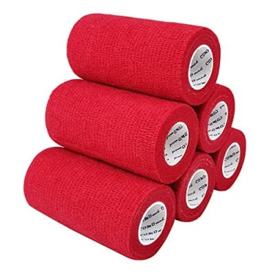 Immagine di COMOmed non stick pelle benda coesiva elastica mediche autoadesive mani caviglie nastro elastico autoadesivo salvapelle sport bendaggio sportivo 10 cm X 4.5 m, Rosso 6 rotolo