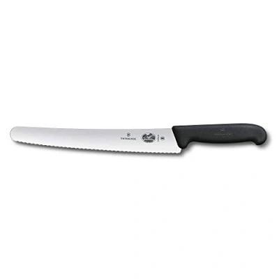 Immagine di Victorinox, coltello da pasticcere con finitura ondulata, impugnatura antiscivolo, inossidabile, acciaio inox, lavabile in lavastoviglie, colore nero