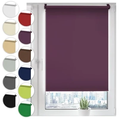 Immagine di Sonello tenda a rullo oscurante Klemmfix senza Forare 60cm x 130cm Viola, avvolgibile con morsetti e catenella per finestre porte, Blackout, opaco, Protezione Solare