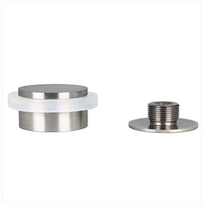 Immagine di EVI Herrajes Fermaporta Adesivo 45 x 20 mm Base filettata Gomma Bianca Acciaio Inox Compresi vite + tassello di fissaggio Mod. I 203/35X19 B DUAL