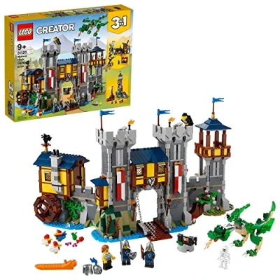 Immagine di LEGO Creator 3in1 Medieval Castle 31120 Building Kit; with Moat and Drawbridge, Plus 3 Minifigures; New 2021 (1,426 Pieces)