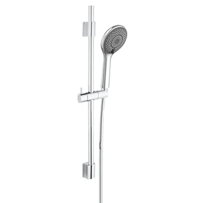 Immagine di WENKO Set doccia Watersaving, asta per in acciaio inox, soffione a risparmio idrico, 3 getti, tubo flessibile, adatto riscaldatore di flusso, collegamento universale ½“, 70 cm, cromato